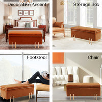 Storage Ottoman Stool Bench Seat 97cm PU Leather BROWN