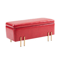 Storage Ottoman Stool Bench Seat 97cm PU Leather RED