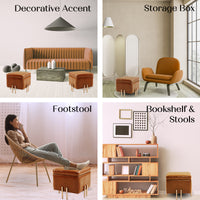 Storage Ottoman Foot Stool Cube Tuffet Seat 45cm PU Leather BROWN