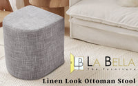 Ottoman Stool Linen Fabric Footstool Foot Rest Pouffe Pouf Seat - Dark Grey