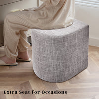 Ottoman Stool Linen Fabric Footstool Foot Rest Pouffe Pouf Seat - Dark Grey