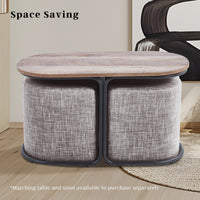 Ottoman Stool Linen Fabric Footstool Foot Rest Pouffe Pouf Seat - Dark Grey