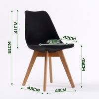 2X Retro Dining Cafe Chair Padded Seat BLACK