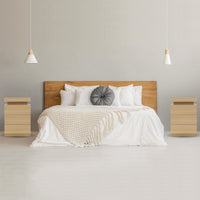Bedside Table 3 Drawers RGB LED Bedroom Cabinet Nightstand Gloss GLORY OAK