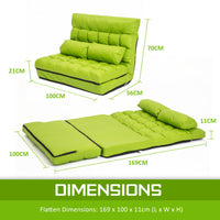 Lounge Couch Sofa Bed Double Seat Leather GEMINI GREEN