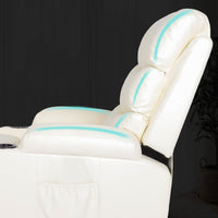 8-Point Electric Massage Recliner Chair - PU Leather Lounge Sofa Armchair CELINA CREAM