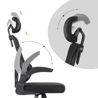 Work Office Chair - Lumber Support, Flip-up Armrest, Adjustable Headrest SITIO - Black