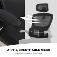 Work Office Chair - Lumber Support, Flip-up Armrest, Adjustable Headrest SITIO - Black