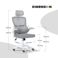 Work Office Chair - Lumber Support, Flip-up Armrest, Adjustable Headrest SITIO - GREY
