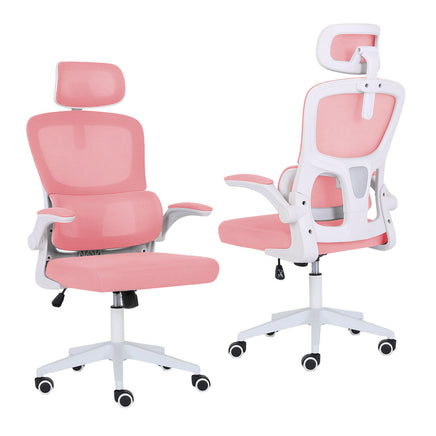 Work Office Chair - Lumber Support, Flip-up Armrest, Adjustable Headrest SITIO - Pink