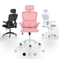 Work Office Chair - Lumber Support, Flip-up Armrest, Adjustable Headrest SITIO - Pink