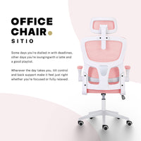 Work Office Chair - Lumber Support, Flip-up Armrest, Adjustable Headrest SITIO - Pink