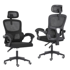 Ergonomic Reclining Office Chair - Lumbar Support, Adjustable Headrest VELTRA - BLACK