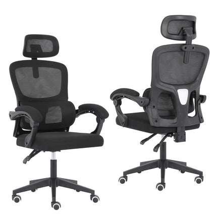 Ergonomic Reclining Office Chair - Lumbar Support, Adjustable Headrest VELTRA - BLACK