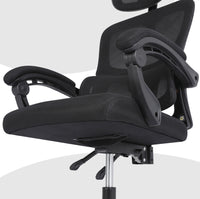 Ergonomic Reclining Office Chair - Lumbar Support, Adjustable Headrest VELTRA - BLACK