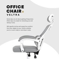 Ergonomic Reclining Office Chair - Lumbar Support, Adjustable Headrest VELTRA - GREY
