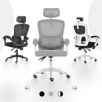 Ergonomic Reclining Office Chair - Lumbar Support, Adjustable Headrest VELTRA - GREY