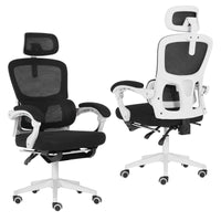 Ergonomic Reclining Office Chair - Footrest, Lumbar Support, Adjustable Headrest VELTRA - BLACK