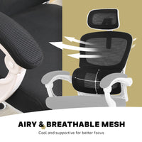 Ergonomic Reclining Office Chair - Footrest, Lumbar Support, Adjustable Headrest VELTRA - BLACK