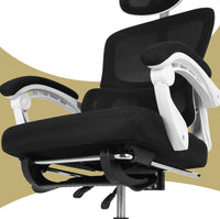 Ergonomic Reclining Office Chair - Footrest, Lumbar Support, Adjustable Headrest VELTRA - BLACK