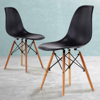 2X Retro Dining Cafe Chair DSW BLACK