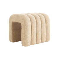 Ridge Arch Ottoman Stool Teddy Fleece Fabric Foot Rest 45cm BEIGE