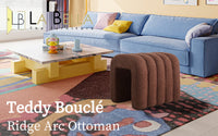 Ridge Arch Ottoman Stool Teddy Fleece Fabric Foot Rest 45cm BROWN