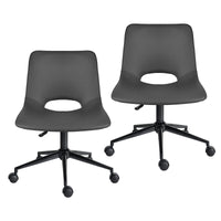 2 Set Office Desk Chair - PU Leather Home Swivel Chair Cut-Out Seat HALO GREY