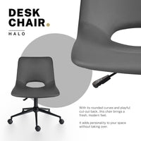 2 Set Office Desk Chair - PU Leather Home Swivel Chair Cut-Out Seat HALO GREY