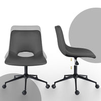 2 Set Office Desk Chair - PU Leather Home Swivel Chair Cut-Out Seat HALO GREY