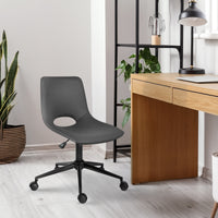 2 Set Office Desk Chair - PU Leather Home Swivel Chair Cut-Out Seat HALO GREY
