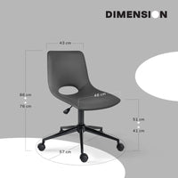 2 Set Office Desk Chair - PU Leather Home Swivel Chair Cut-Out Seat HALO GREY