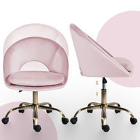 Office Desk Chair - Velvet Home Office Swivel Computer Seat COVE PINK