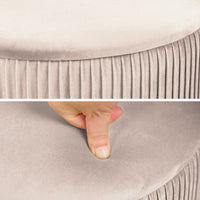2X Side Table Storage Ottoman - Velvet Stool MIRA Cream