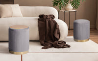 2X Side Table Storage Ottoman - Velvet Stool MIRA Grey