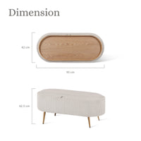 Coffee Table Storage Ottoman - Corduroy Padded Blanket Box Bench ESME CREAM