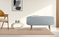 Coffee Table Storage Ottoman - Corduroy Padded Blanket Box Bench ESME - DUSTY BLUE