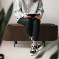 Coffee Table Storage Ottoman - Velvet Padded Blanket Box Bench IRENE BROWN