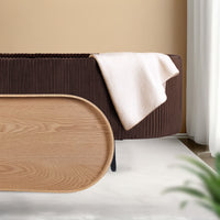 Coffee Table Storage Ottoman - Velvet Padded Blanket Box Bench IRENE BROWN