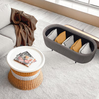 Coffee Table Storage Ottoman - Velvet Padded Blanket Box Bench IRENE GREY