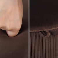 Side Table Storage Ottoman - Velvet Padded Stool Vanity Footstool CLEO BROWN