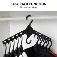 50X Plus Hanger Multiple Clothes Rack Organizer Foldable 10 Holes BLACK