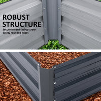 Raised Garden Bed Galvanised Steel Planter 120 x 90 x 30cm GREY