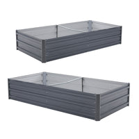 2X Raised Garden Bed Galvanised Steel Planter 150 x 90 x 30cm GREY