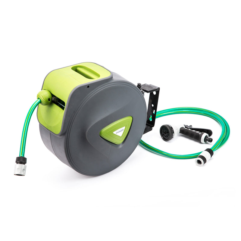 Garden Water Hose Retractable Rewind Reel Wall Mounted 30M Kings Warehouse Australia