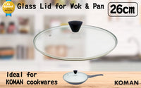 KOMAN Stainless Steel Glass Lid with Bakelite Handle - 28cm