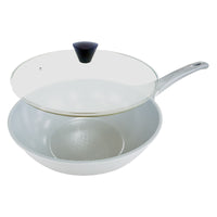 KOMAN Shinewon Vinch IH Wok Wokpan 28cm Non-stick Induction Ceramic + Glass Lid GREY