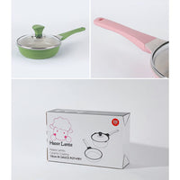 Sauce Pot Frying Pan w/ a Lid Set Non-Stick Stone Induction IH Frypan 16cm PINK