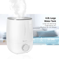 2X SANSAI Air Humidifier Ultrasonic Cool Mist 4.8L WHITE