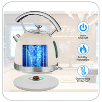 PHILEX Electric Kettle Water Boiler Stainless Steel Retro 1.7L IVORY